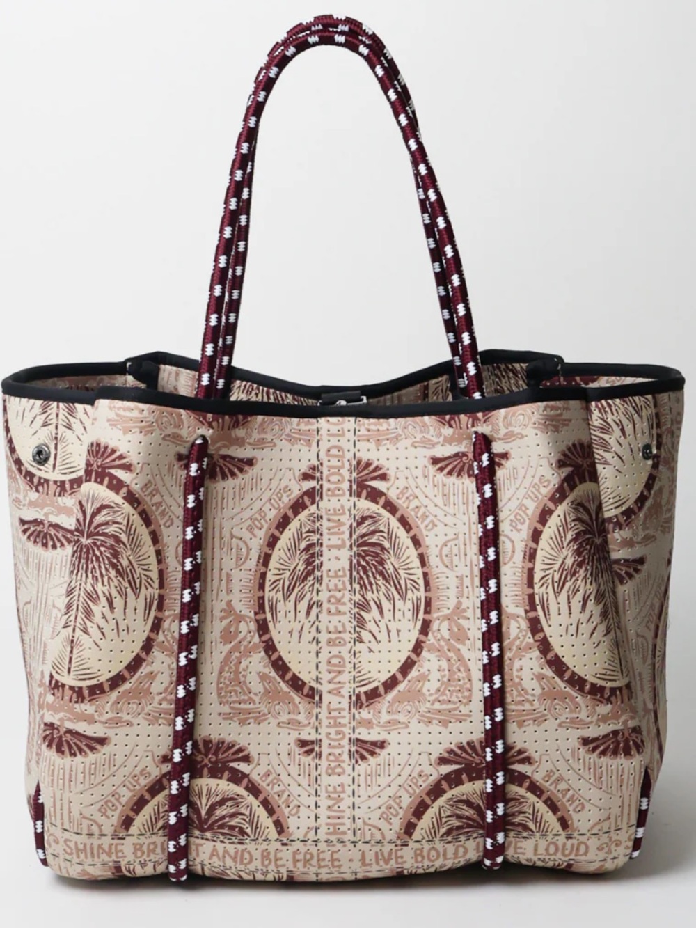 NWOT Anthropologie POP Ups Beige and Burgundy Women’s Everyday Shoulder Tote Bag